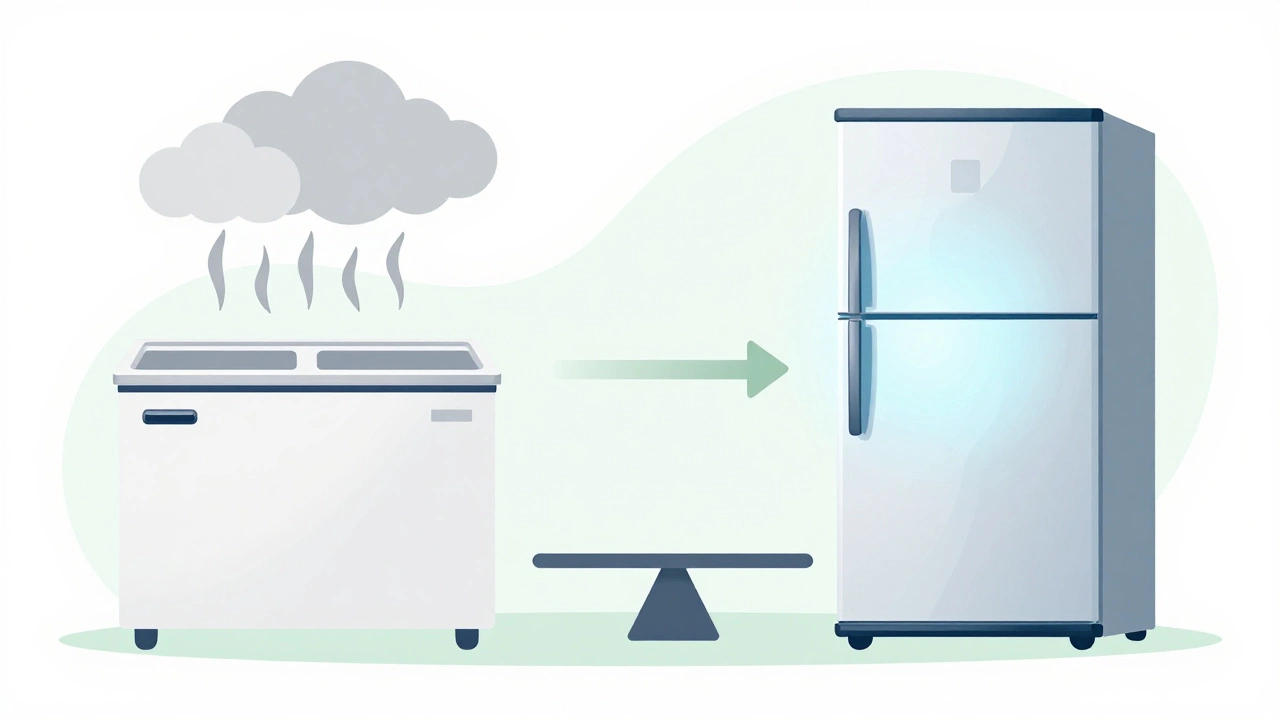 Comparison of old vs new freezer efficiency