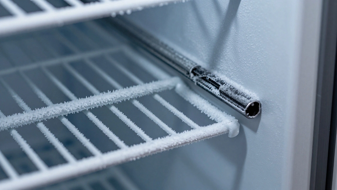 Frost buildup and cracked seal inside freezer