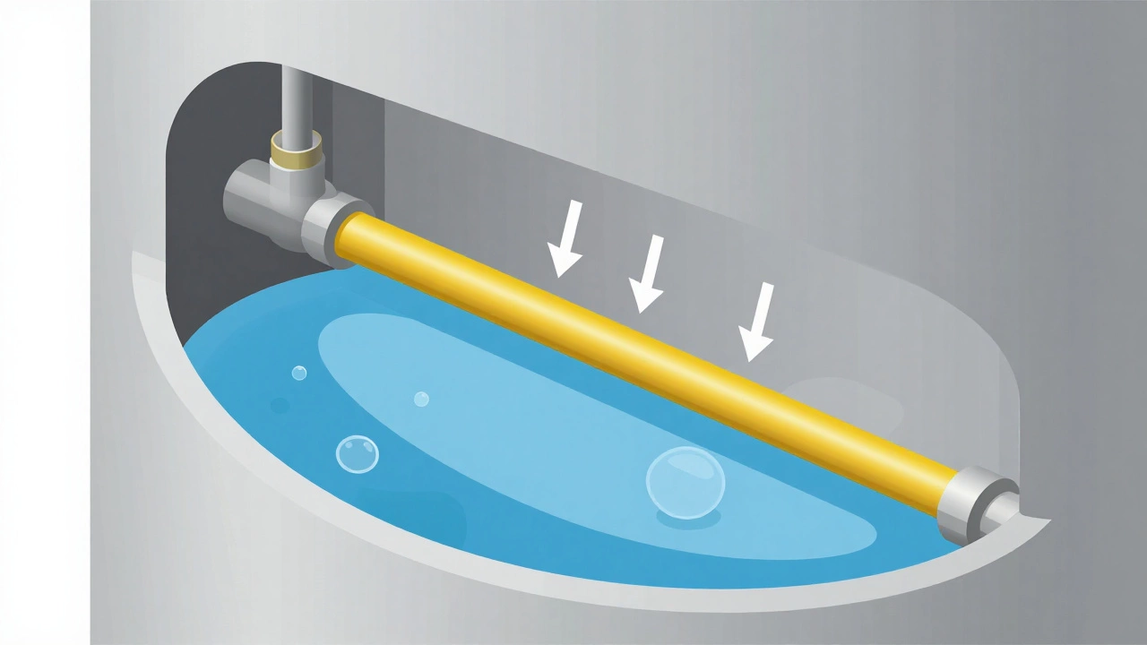 Cross-section diagram showing how an anode rod protects a water heater tank