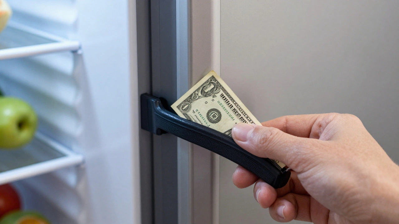 Dollar bill testing refrigerator door seal