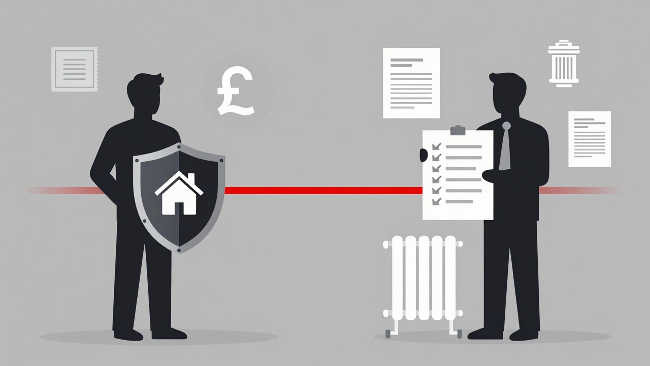 Illustration showing landlord vs tenant repair duties