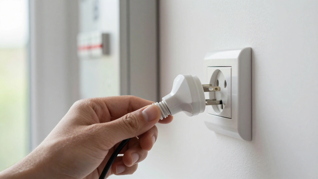 Testing a wall socket with a lamp to diagnose oven power issues