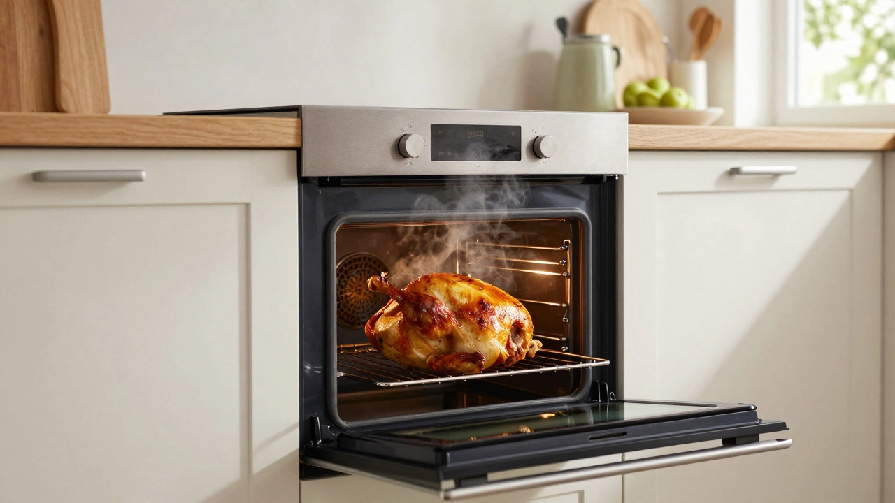 Perfectly roasted chicken in a reliable built-in electric oven