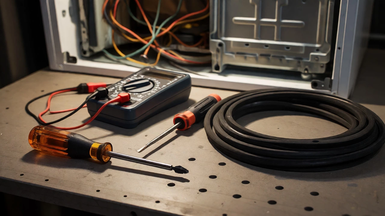DIY tools and replacement parts on workbench
